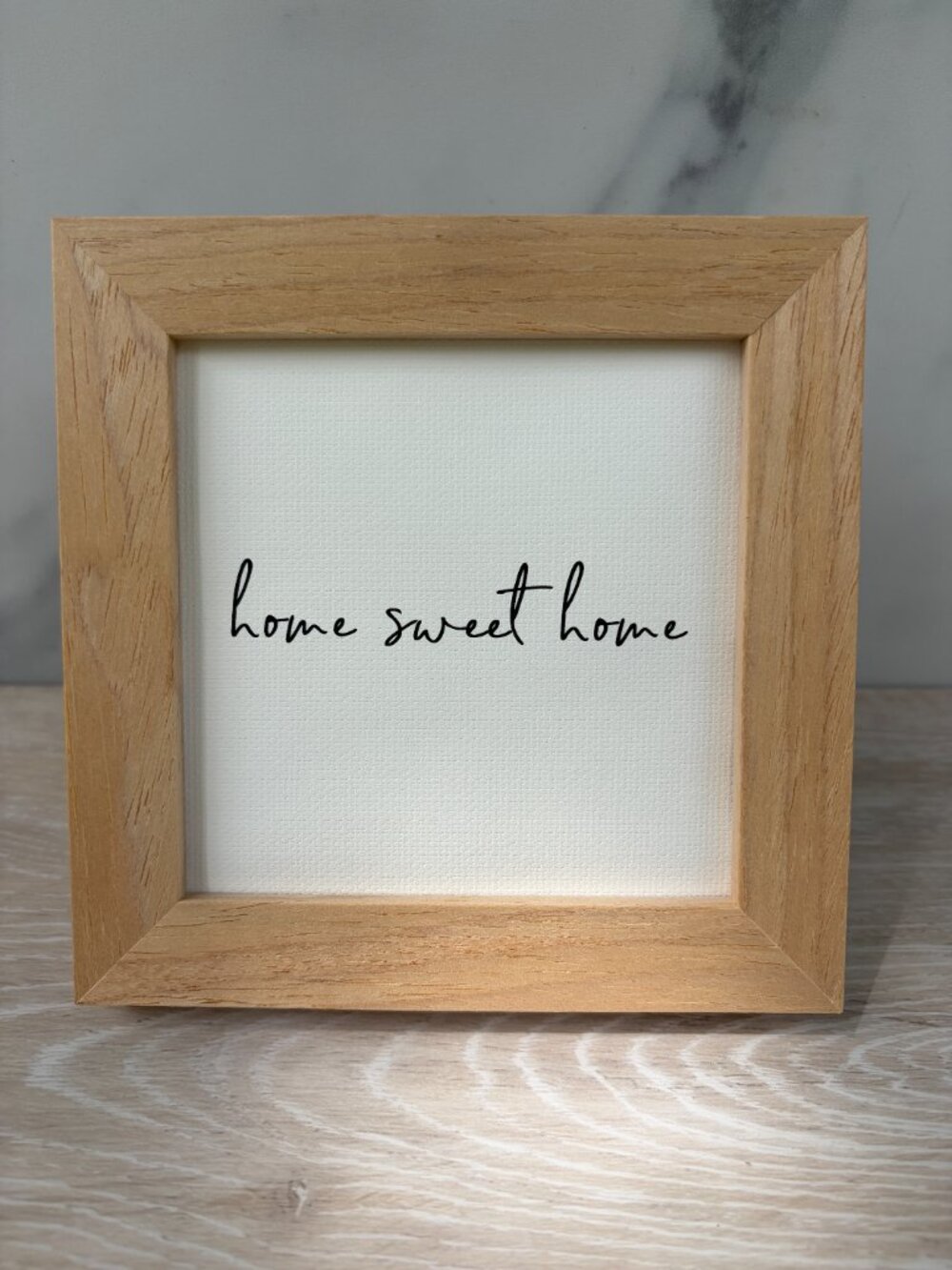 Home Sweet Home Framed Canvas Sign 4x4 Natural Rustic Kitchen Tiered Tray Shelf